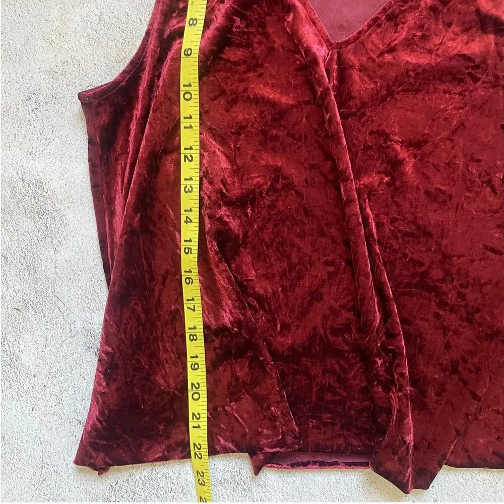 Y2K Burgundy Red Crushed Velvet Whimsigoth Holiday Layering Cami Tank Top M - Picture 3 of 5